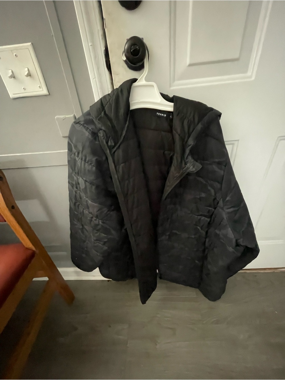Black And Purple camo Quilted Puffer Jacket - Torrid